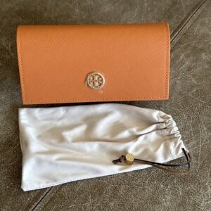 NEW Tory Burch Orange  AUTHENTIC Sunglasses Eyeglasses Leather‎ Case